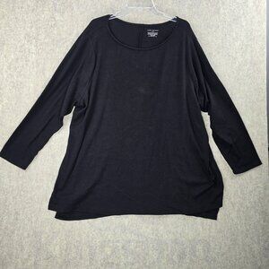 Lane Bryant Womens Plus Size Black 3/4 Sleeve Top 26/28 Cotton/Polyester Blend